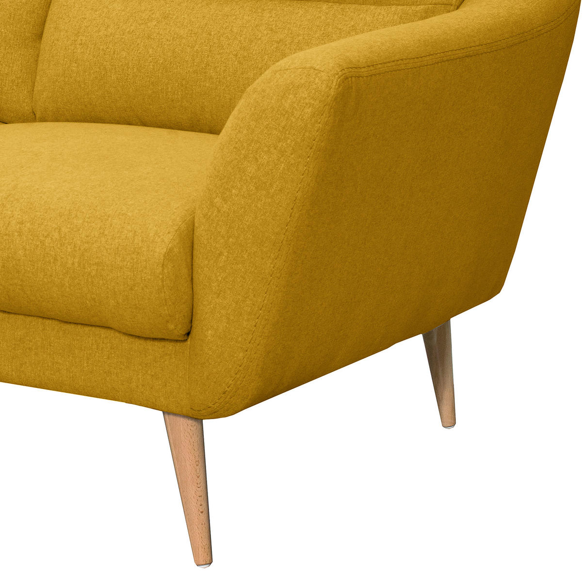 3-SITZER-SOFA in Webstoff Gelb  - Gelb/Buchefarben, Design, Holz/Textil (209/87/88cm) - Livetastic
