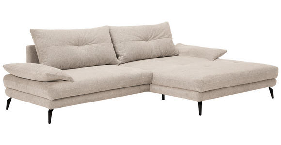 ECKSOFA in Flachgewebe Creme  - Creme/Schwarz, KONVENTIONELL, Textil/Metall (294/176cm) - Carryhome