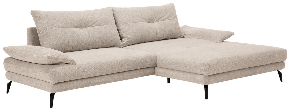 HÖRNSOFFA i flatväv cremefärgad  - svart/cremefärgad, Klassisk, metall/textil (294/176cm) - MID.YOU