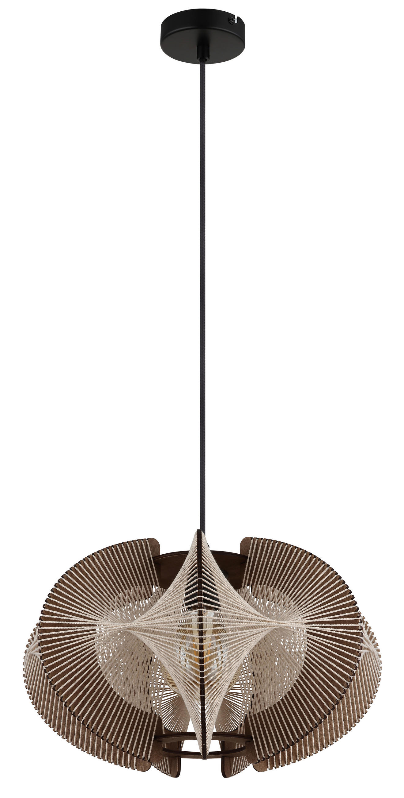 HÄNGELEUCHTE Sakura 44/150 cm  - Dunkelbraun/Schwarz, Design, Naturmaterialien/Holzwerkstoff (44/150cm) - Globo