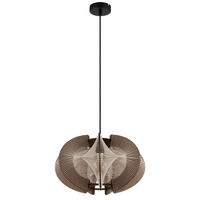 HÄNGELEUCHTE Sakura 44/150 cm  - Dunkelbraun/Schwarz, Design, Naturmaterialien/Holzwerkstoff (44/150cm) - Globo
