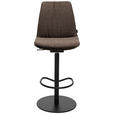 BARHOCKER Flachgewebe Dunkelbraun Stahl Sitzfläche 360° drehbar, Lederauswahl, Stoffauswahl  - Dunkelbraun/Schwarz, Design, Textil/Metall (59/115,5-126/39cm) - Johann Jakob