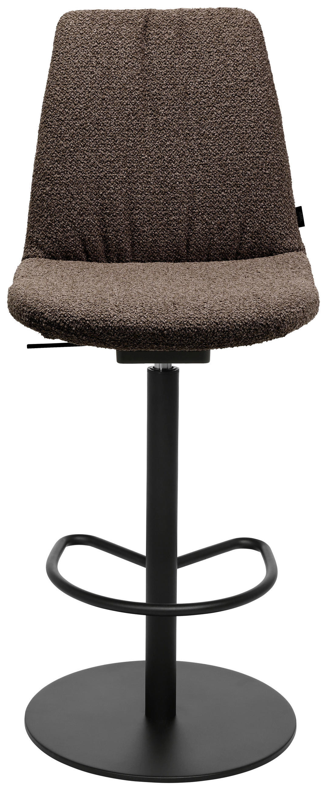 BARHOCKER Flachgewebe Dunkelbraun Stahl Sitzfläche 360° drehbar, Lederauswahl, Stoffauswahl - Dunkelbraun/Schwarz, Design, Textil/Metall (59/115,5-126/39cm) - Johann Jakob