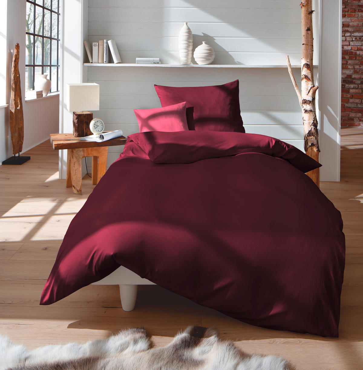 BETTWÄSCHE Satin 200/200 cm  - Pflaume, Basics, Textil (200/200cm) - Fleuresse