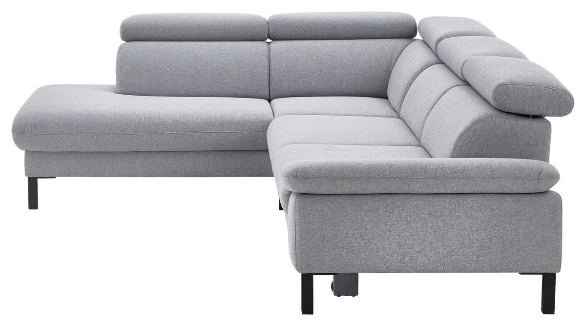 ECKSOFA in Flachgewebe Hellgrau  - Hellgrau/Schwarz, Design, Holzwerkstoff/Textil (217/272cm) - Pure Home Comfort