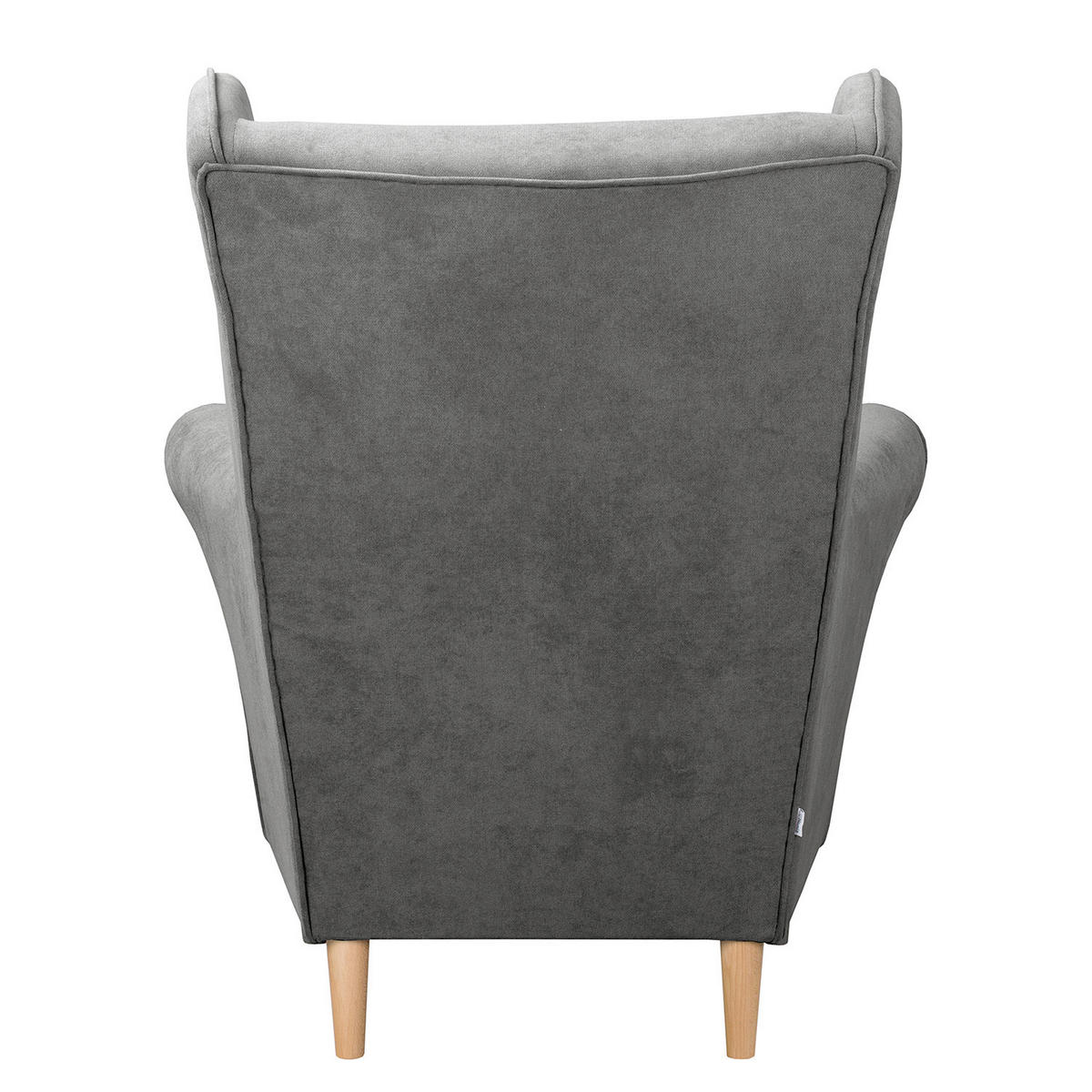OHRENSESSEL Scandi Mikrofaser Dunkelgrau  - Dunkelgrau/Naturfarben, Design, Holz/Textil (87/105/90cm) - Livetastic