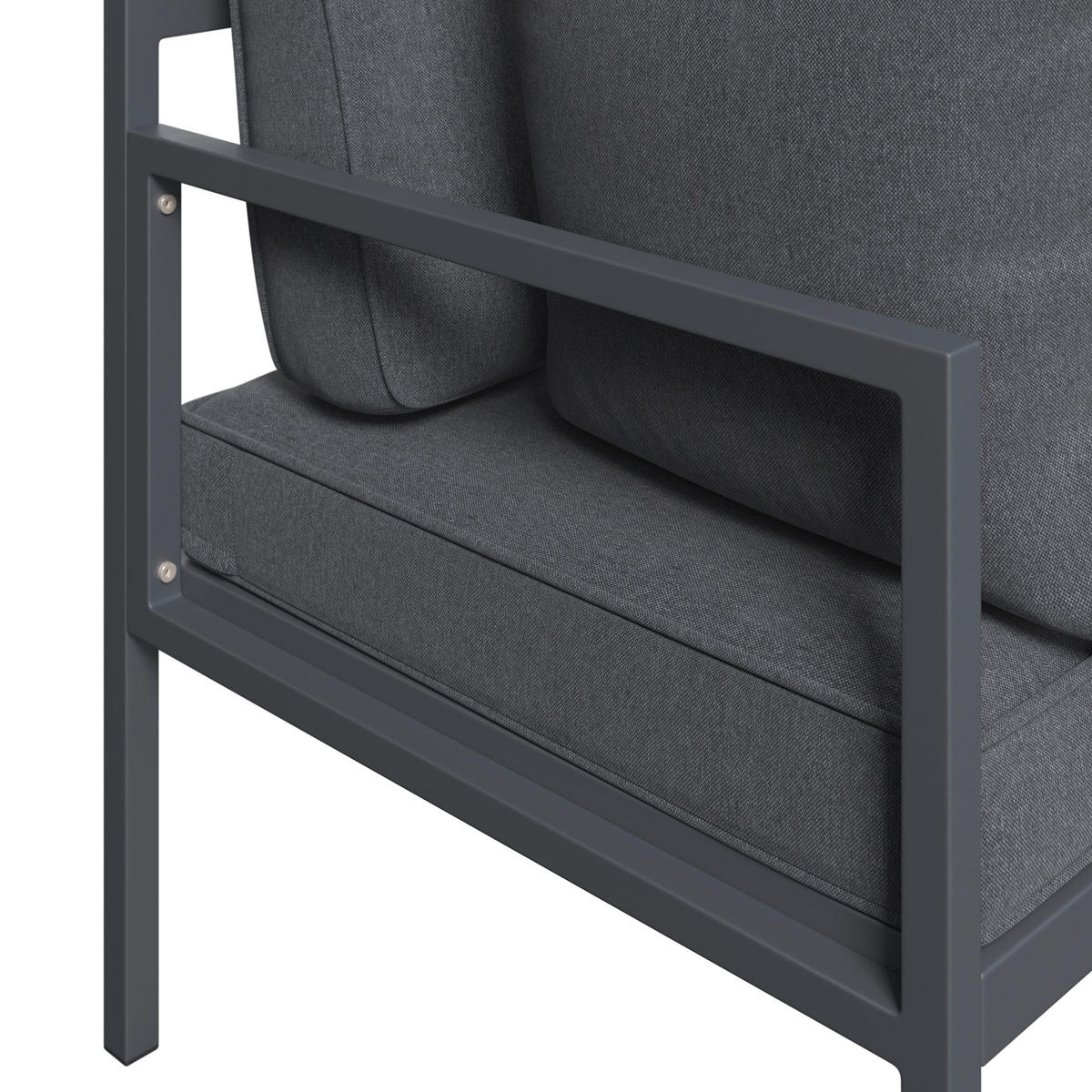 LOUNGEGARNITUR 3-teilig   117/66/62 cm Eisen  - Dunkelgrau, MODERN, Textil/Metall (117/66/62cm) - Ambia Garden