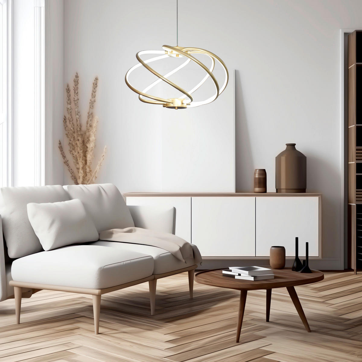 LED-HÄNGELEUCHTE Kandor  150/51/51 cm  - Goldfarben, Design, Metall (150/51/51cm)