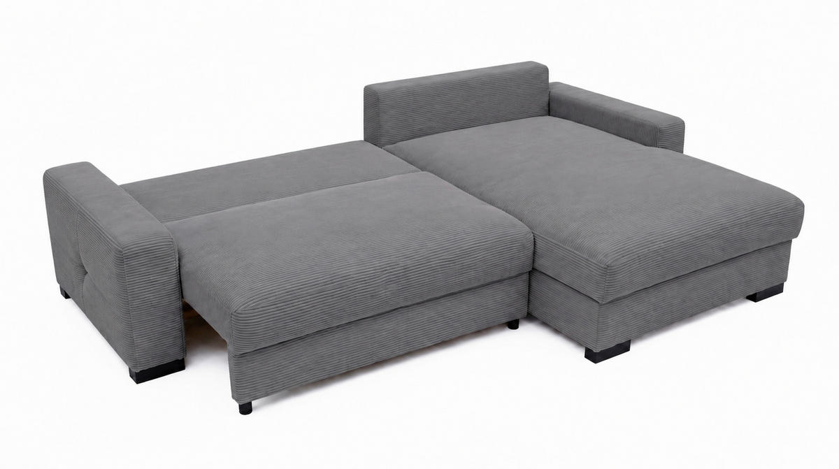 ECKSOFA  Cord Grau  - Schwarz/Grau, Basics, Holz/Holzwerkstoff (284/184cm) - MID.YOU