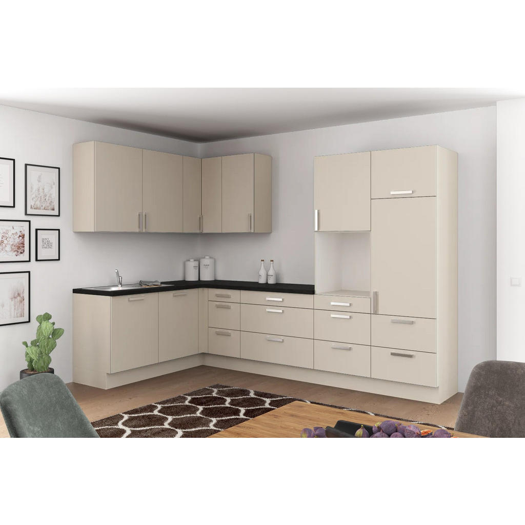 Eckküche Ip1200 Ohne Geräte 185x320 Cm Kieselgrau