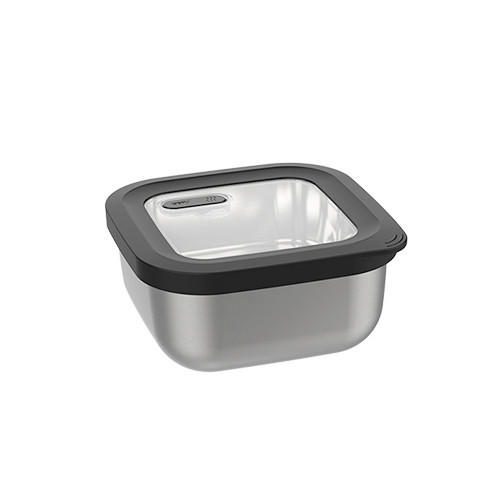 DÓZA NA SKLADOVANIE POTRAVÍN  - čierna/farba ušľachtilej ocele, Basics, kov/plast (15,1/15,1/7,5cm) - Gefu