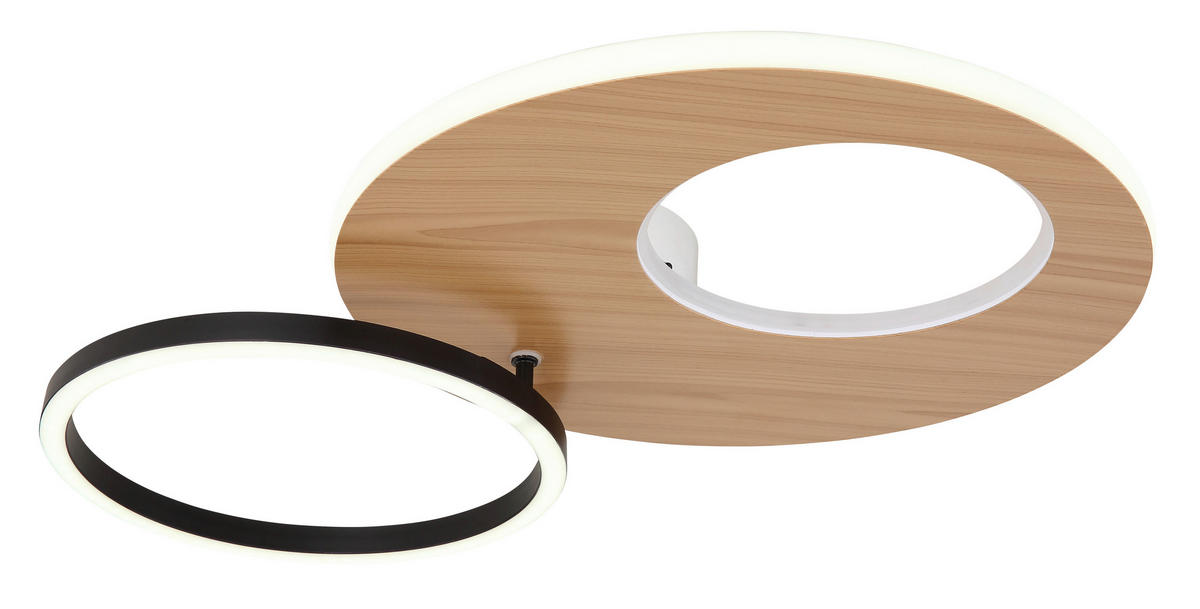 LED-DECKENLEUCHTE 21 W    61,2/40/10,5 cm  - Weiss/Dunkelbraun, Design, Holzwerkstoff/Kunststoff (61,2/40/10,5cm) - Globo