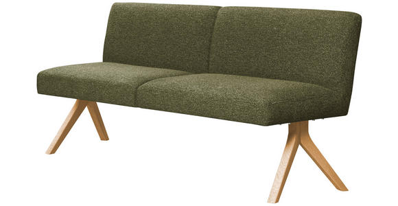 SITZBANK 160/85/69 cm Webstoff Grün Eiche vollmassiv  - Eichefarben/Grün, KONVENTIONELL, Holz/Textil (160/85/69cm) - Linea Natura