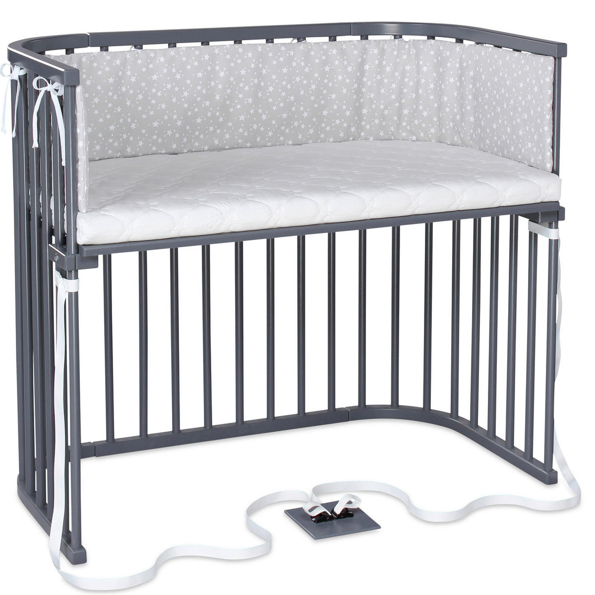 BEISTELLBETT 110/62/96,50 cm  - Grau, Basics, Holz (110/62/96,50cm) - Babybay