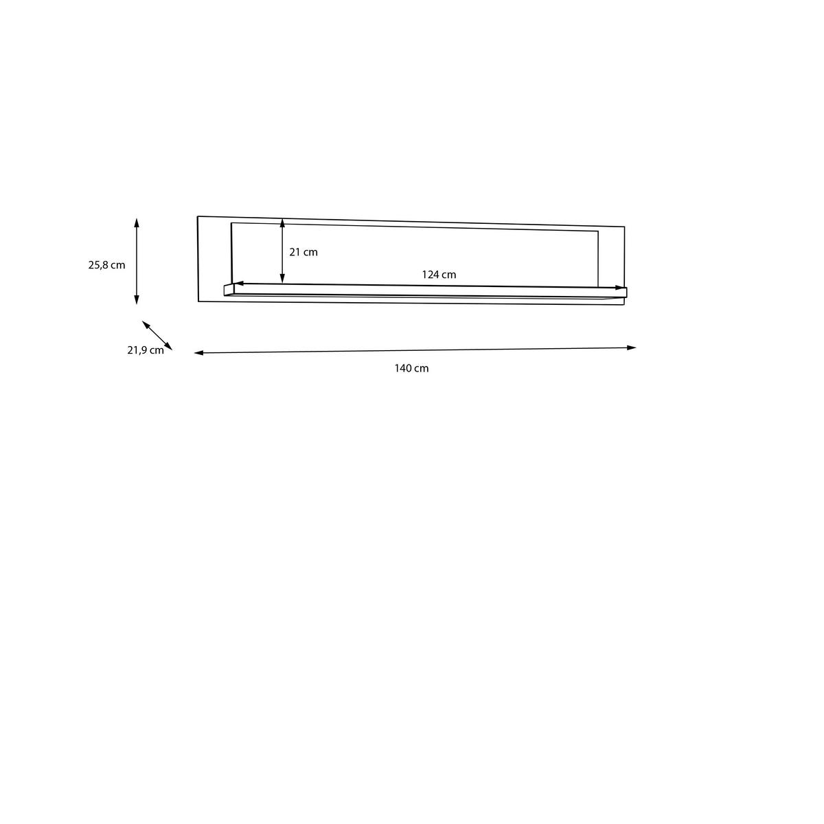 WANDBOARD Schwarz, Eichefarben  - Eichefarben/Schwarz, KONVENTIONELL, Holzwerkstoff (140/25,8/21,9cm) - Hom`in