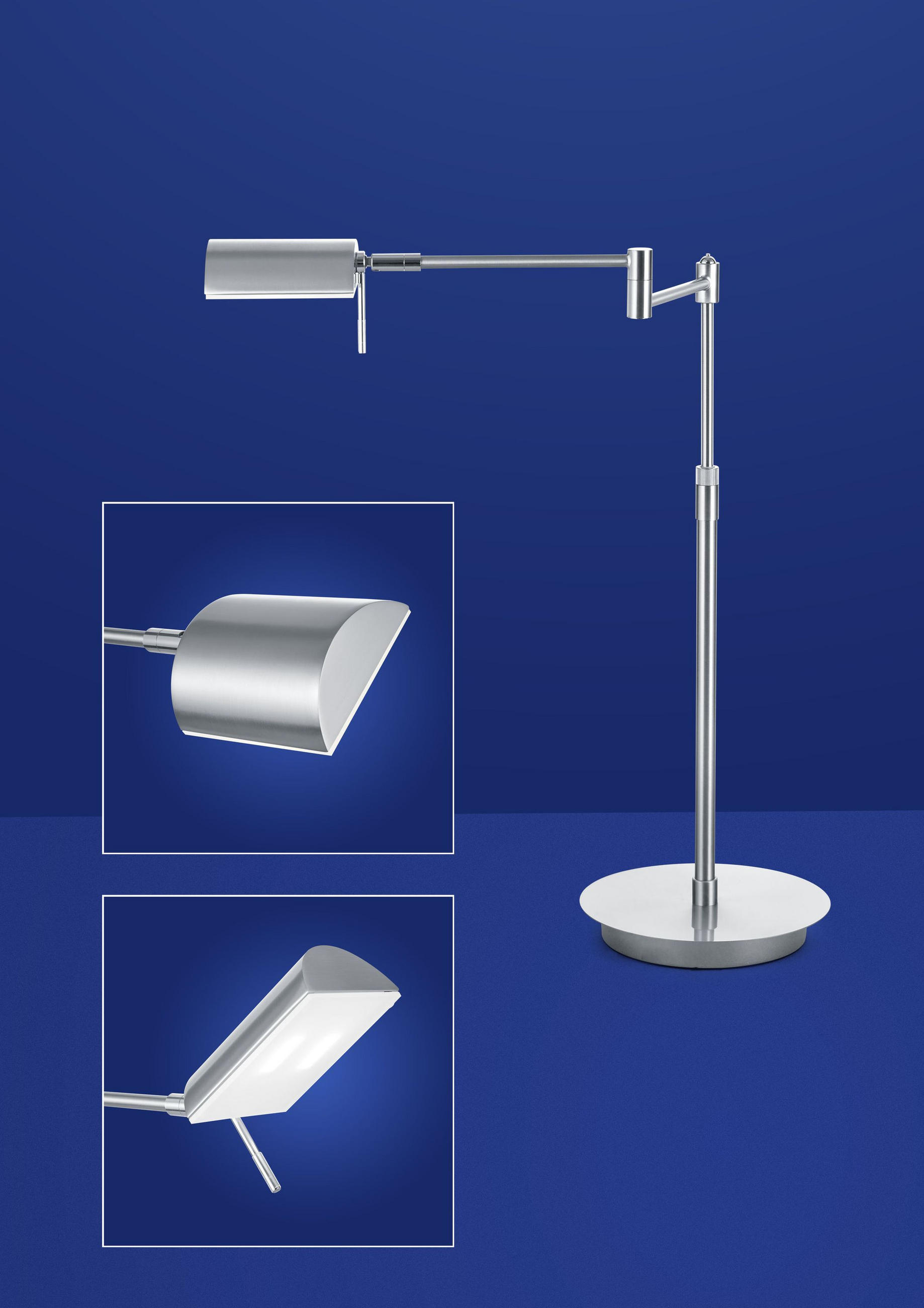 LED-TISCHLEUCHTE   - Nickelfarben, KONVENTIONELL, Kunststoff/Metall (40-60cm) - Hell