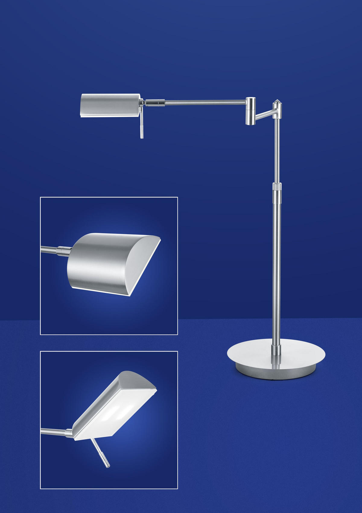 LED-TISCHLEUCHTE   - Nickelfarben, KONVENTIONELL, Kunststoff/Metall (40-60cm) - Hell