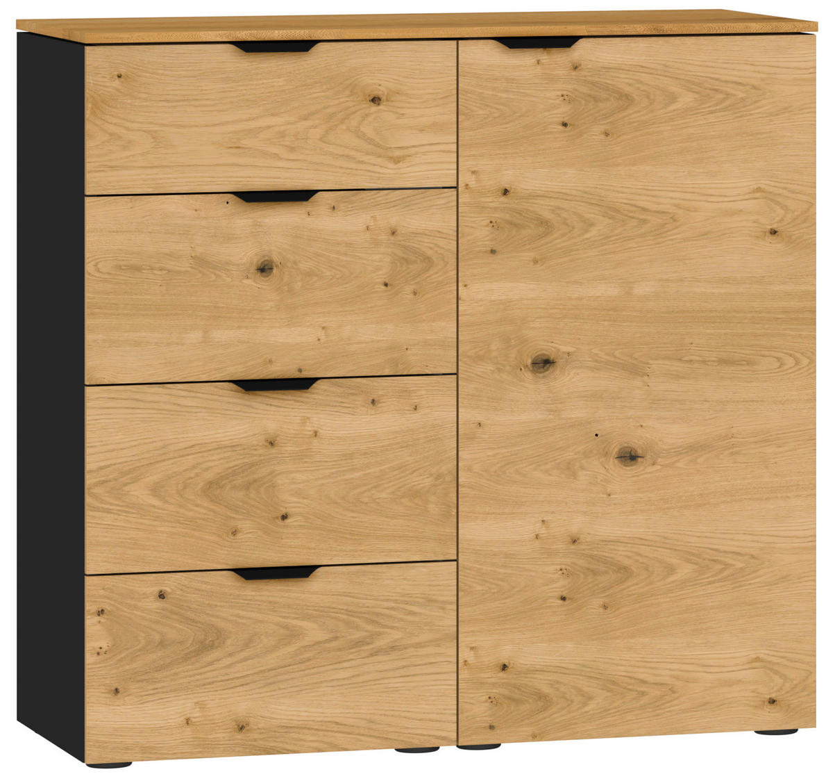 KOMMODE  in 90/87/43 cm  - Eichefarben/Schwarz, Design, Holz/Holzwerkstoff (90/87/43cm) - Jutzler