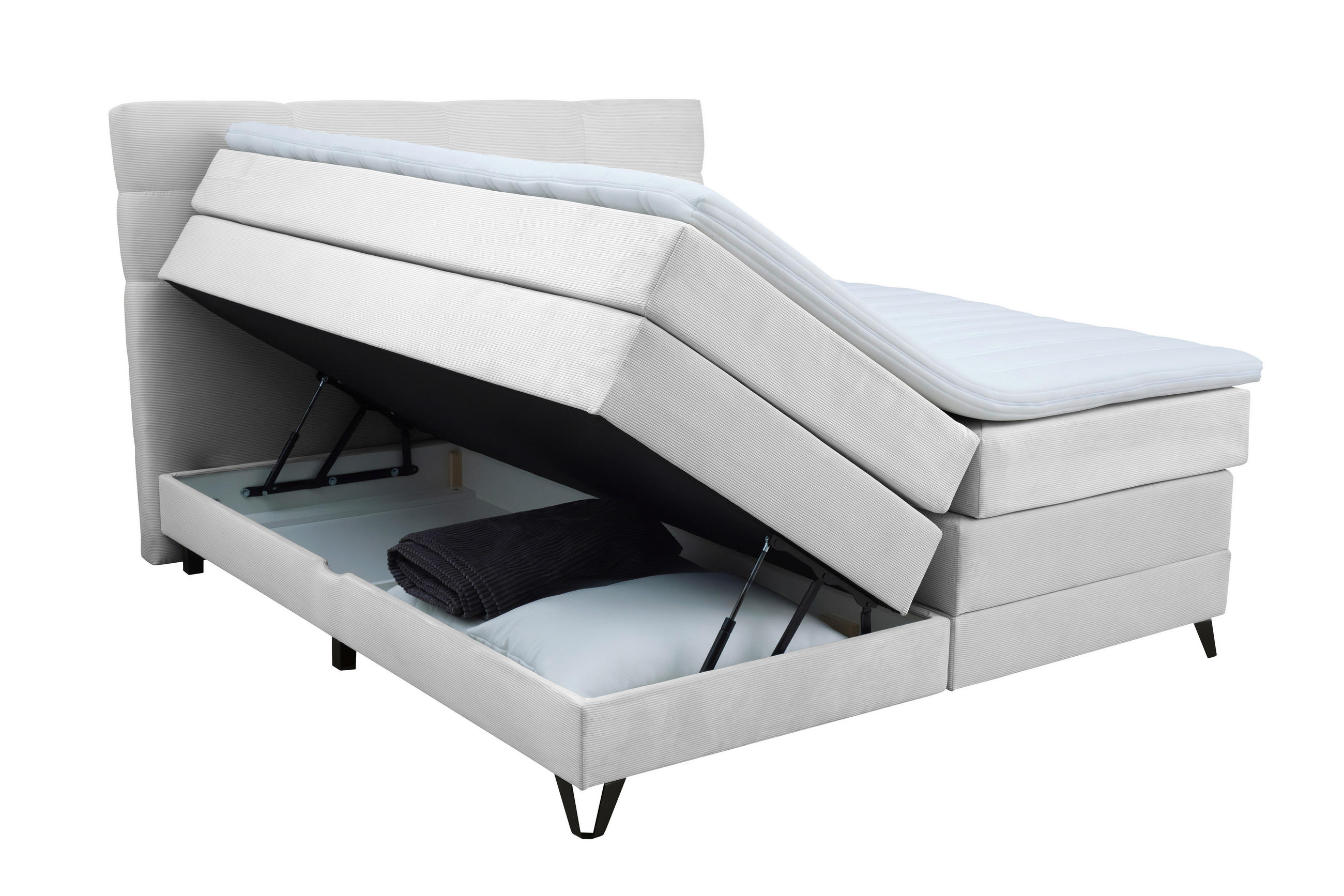 BOXSPRINGBETT 160/200 cm  in Weiß  - Schwarz/Weiß, KONVENTIONELL, Textil/Metall (160/200cm) - Carryhome