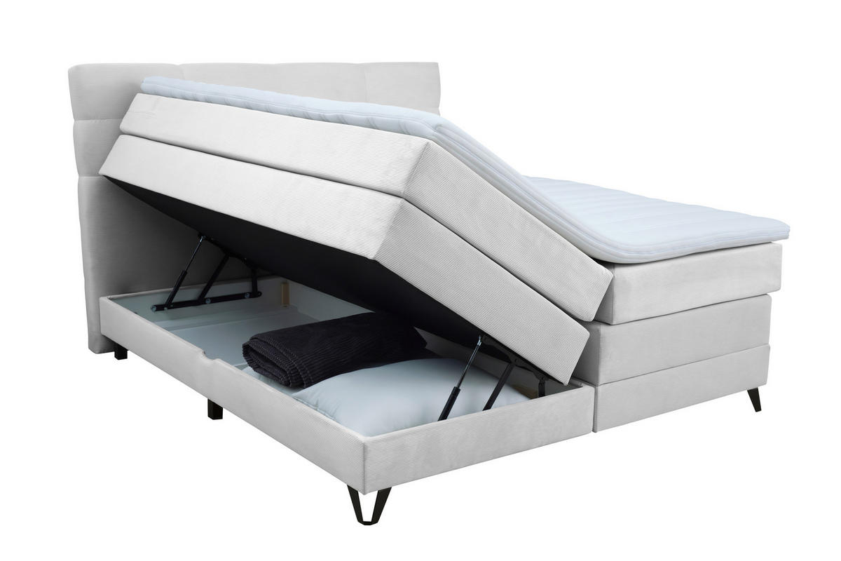 BOXSPRINGBETT 160/200 cm  in Weiß  - Schwarz/Weiß, KONVENTIONELL, Textil/Metall (160/200cm) - Carryhome