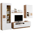 WOHNWAND  in Weiß, Eichefarben  300/202/46 cm  - Chromfarben/Eichefarben, KONVENTIONELL, Glas/Holzwerkstoff (300/202/46cm) - Hom`in