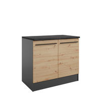 SPÜLENUNTERSCHRANK 100/90/60 cm  in Anthrazit, Eiche Artisan  - Anthrazit/Schwarz, Design, Holzwerkstoff/Kunststoff (100/90/60cm) - P & B