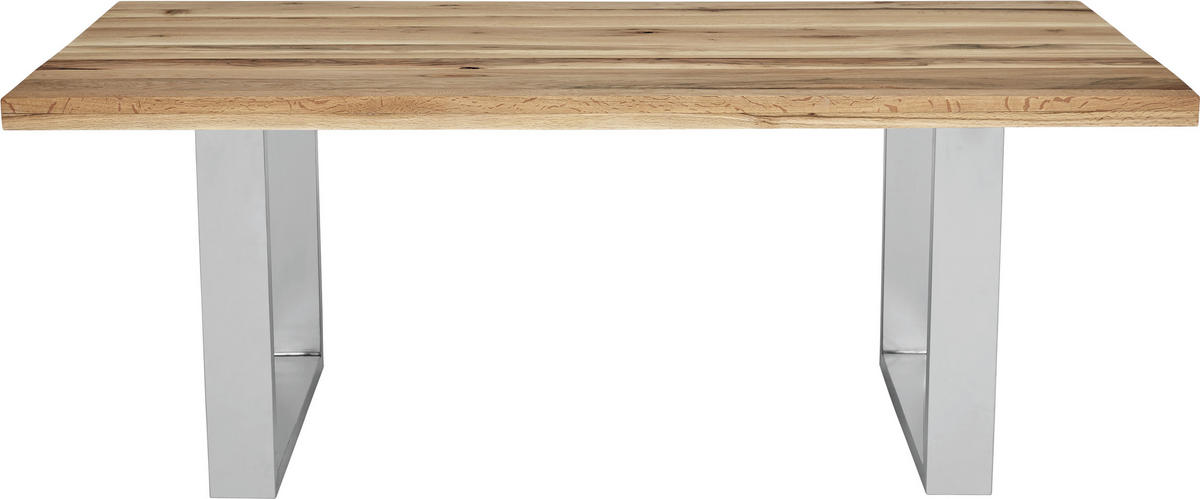 ESSTISCH in Holz, Metall 260/100/77 cm  - Edelstahlfarben/Eichefarben, Design, Holz/Metall (260/100/77cm) - MID.YOU
