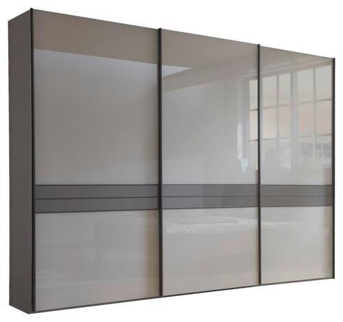 SCHWEBETÜRENSCHRANK in Braun, Grau - Schieferfarben/Braun, Design, Glas/Holzwerkstoff (250/236/67cm) - Dieter Knoll