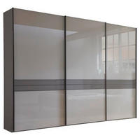  SCHWEBETÜRENSCHRANK 300/217/67 cm 3-türig  - Schieferfarben/Braun, Design, Glas/Holzwerkstoff (300/217/67cm) - Dieter Knoll