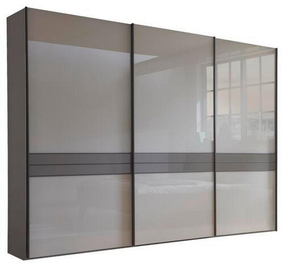 SCHWEBETÜRENSCHRANK 300/217/67 cm 3-türig Braun, Grau von DIETER KNOLL