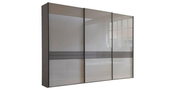 SCHWEBETÜRENSCHRANK 250/217/67 cm 3-türig  - Schieferfarben/Braun, Design, Glas/Holzwerkstoff (250/217/67cm) - Dieter Knoll