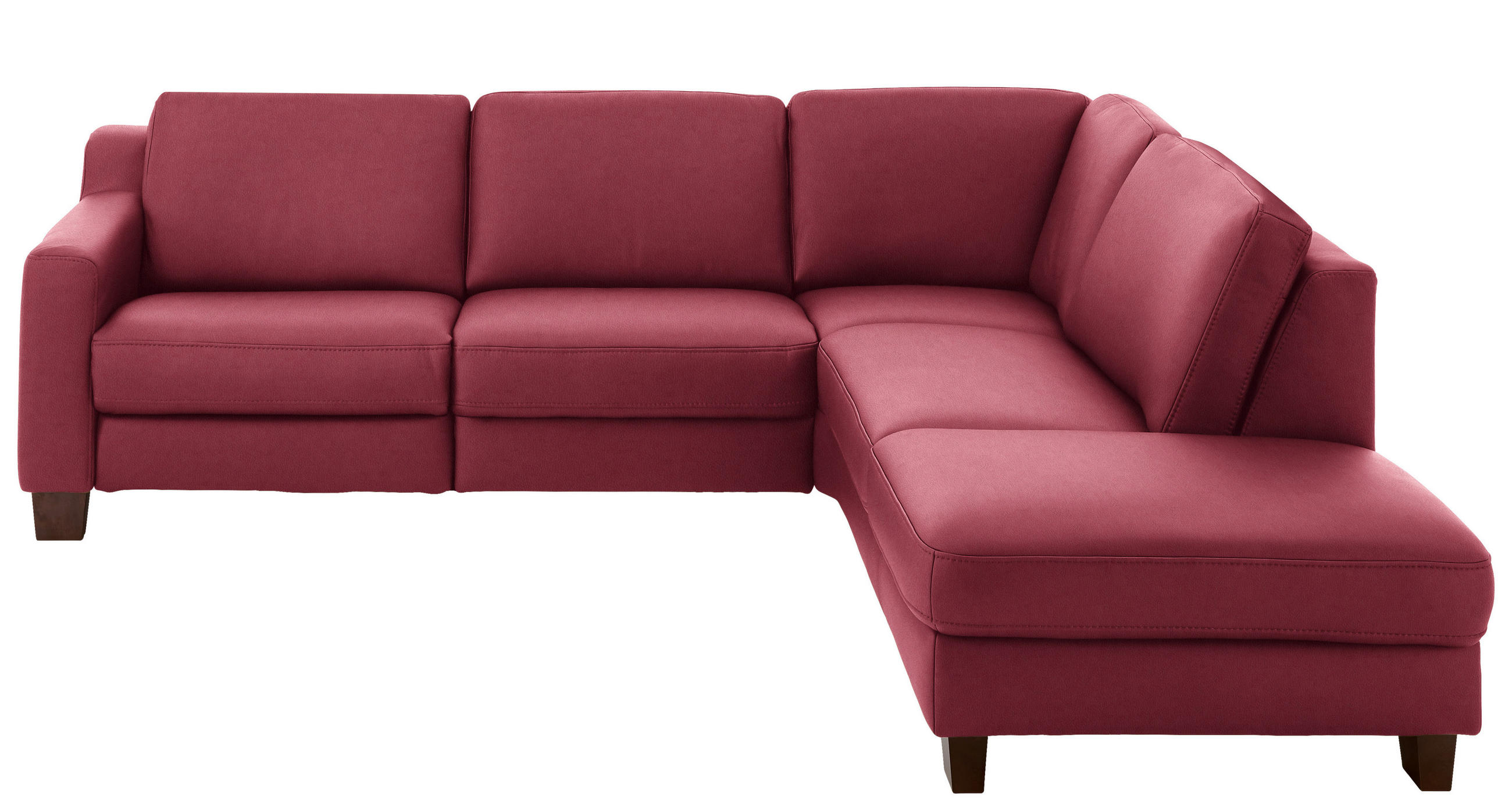 ECKSOFA in Echtleder Bordeaux  - Eichefarben/Bordeaux, Design, Leder/Holz (259/235cm) - Valdera