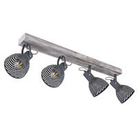 BODOVÉ SVÍTIDLO, 40 W/E27, 80/12.5/25 cm - šedá/bílá, Basics, kov/dřevo (80/12.5/25cm) - Globo