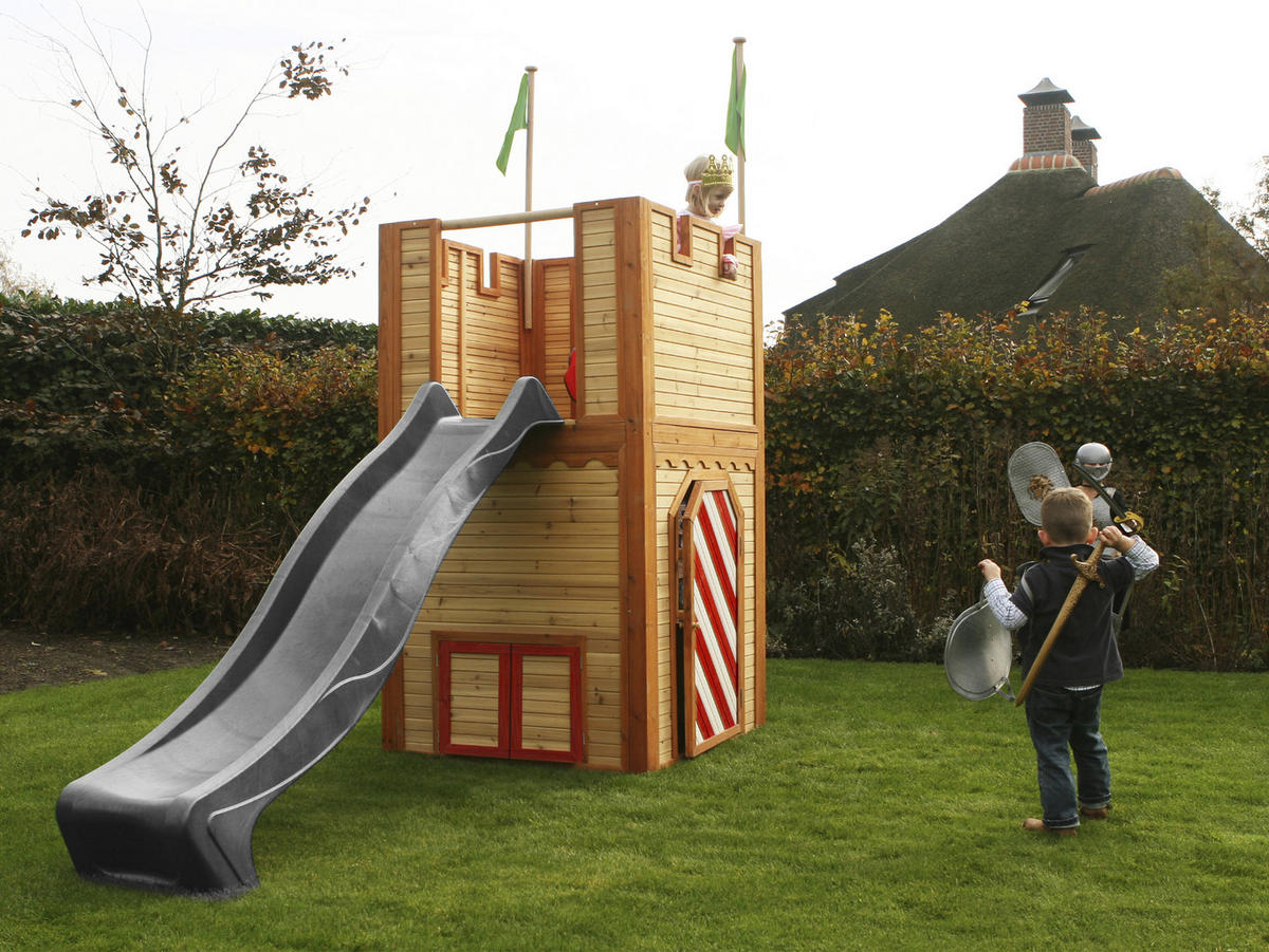 SPIELHAUS 319/195/110 cm  - Rot/Braun, Konventionell, Holz/Kunststoff (319/195/110cm)