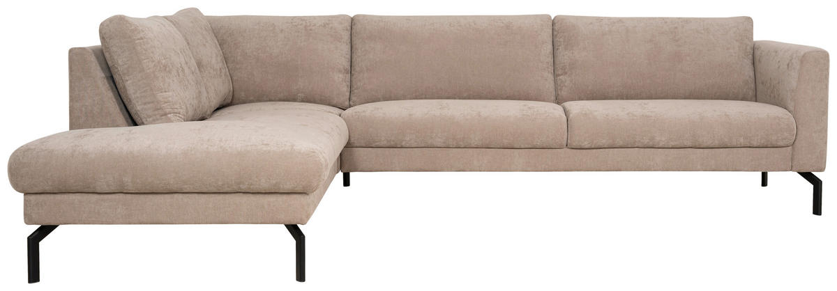 SOFFA i flatväv cappuccino  - cappuccino/svart, Klassisk, metall/trä (294/84/220cm) - Pure Home Comfort