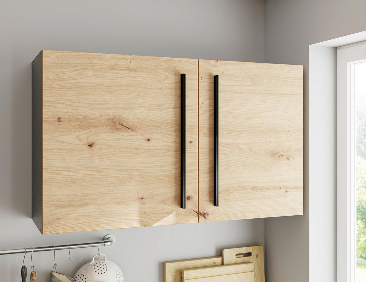 KÜCHENBLOCK 310 cm  in Anthrazit, Eiche Artisan  - Anthrazit/Schwarz, LIFESTYLE, Holzwerkstoff/Kunststoff (310cm) - P & B