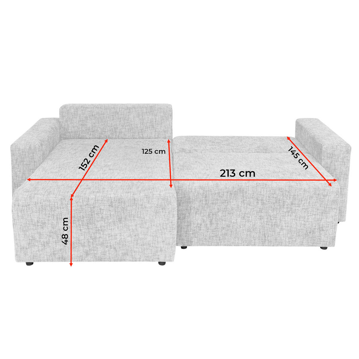 Colțar Extensibil, lemn, metal, plastic, textil, bej, 173/258 cm - bej/negru, Modern, plastic/lemn (173/258cm) - Carryhome