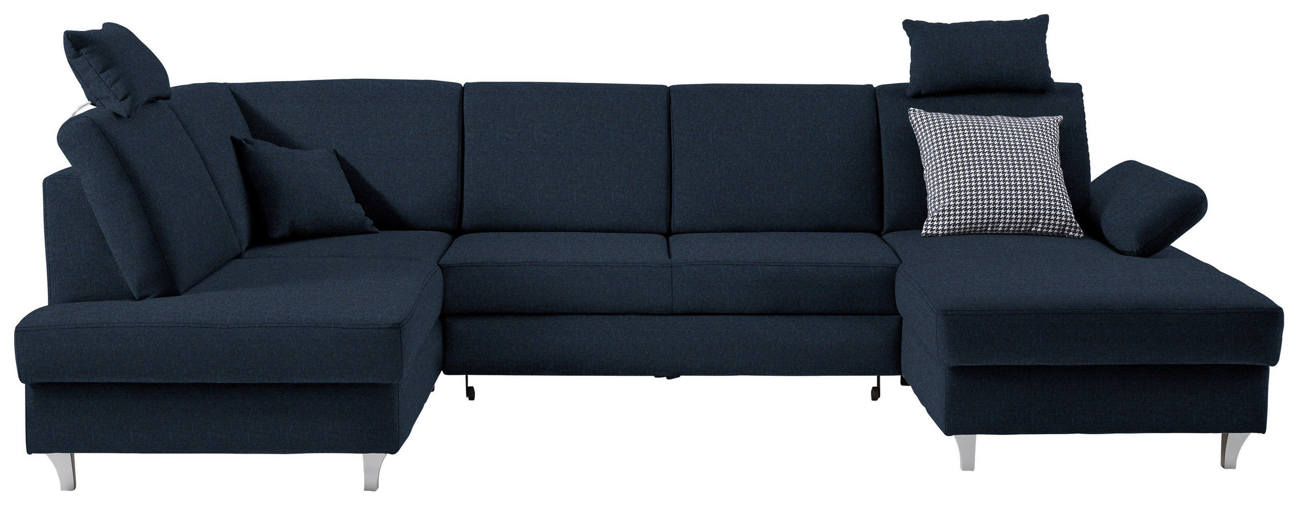 WOHNLANDSCHAFT in Webstoff Dunkelblau  - Silberfarben/Dunkelblau, Konventionell, Holz/Textil (186/322/167cm) - Cantus
