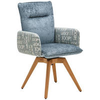 ARMLEHNSTUHL  in Chenille, Flachgewebe  - Graublau/Eichefarben, Design, Holz/Textil (59/91/64cm) - Joop!