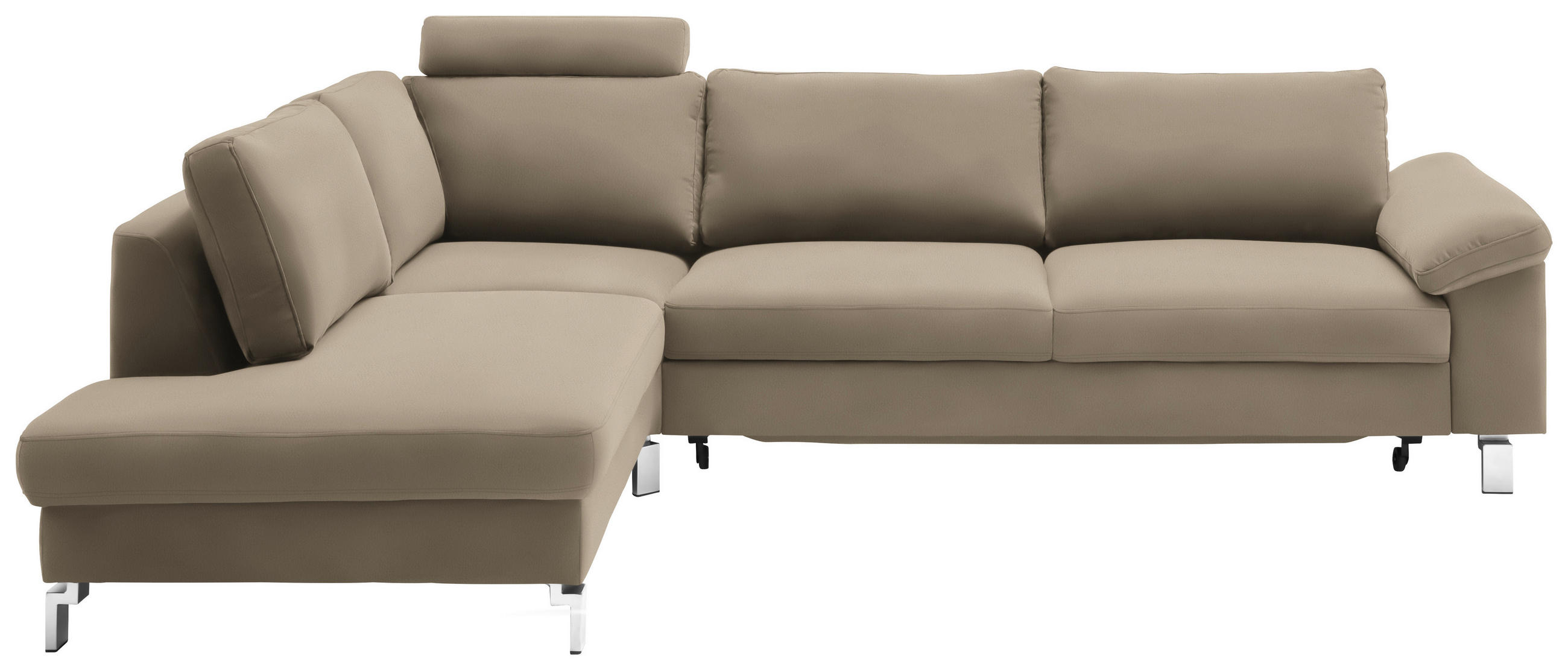 ECKSOFA in Echtleder Hellbraun  200/281 cm  - Chromfarben/Hellbraun, Design, Leder/Metall (200/281cm) - Pure Home Lifestyle