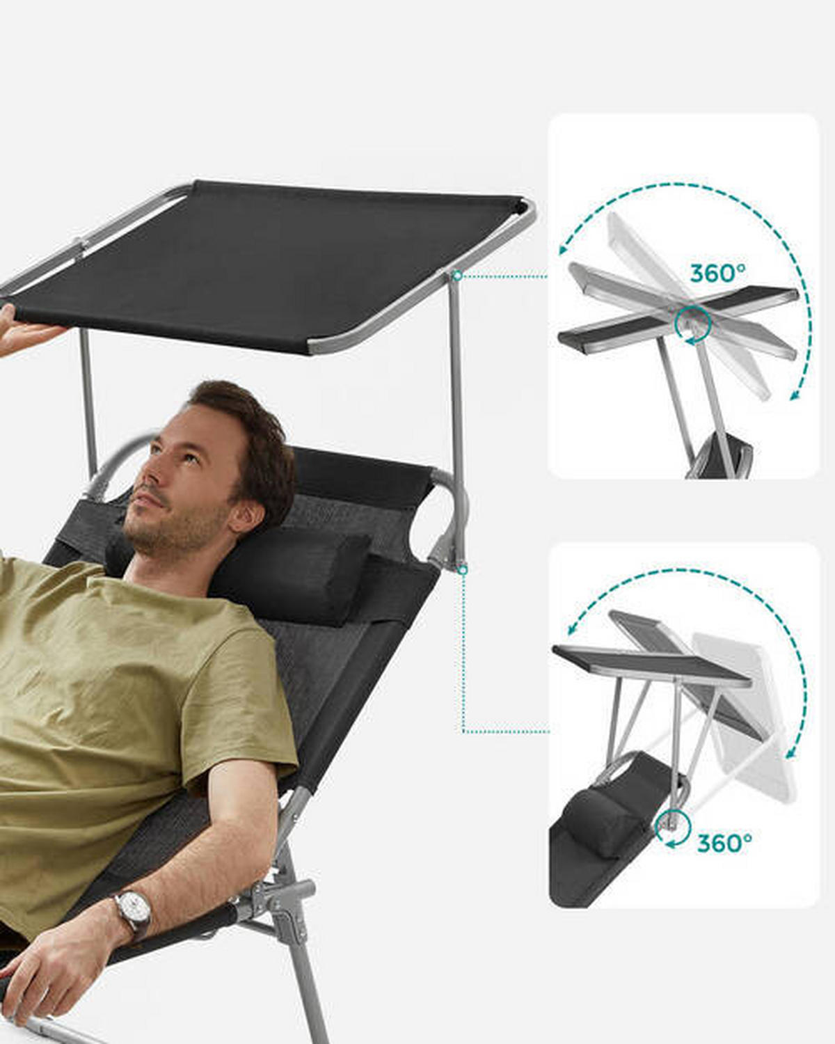 OPALOVACÍ LEHÁTKO kov, textil - černá, Basics, kov/textil (71/38/200cm) - Modante