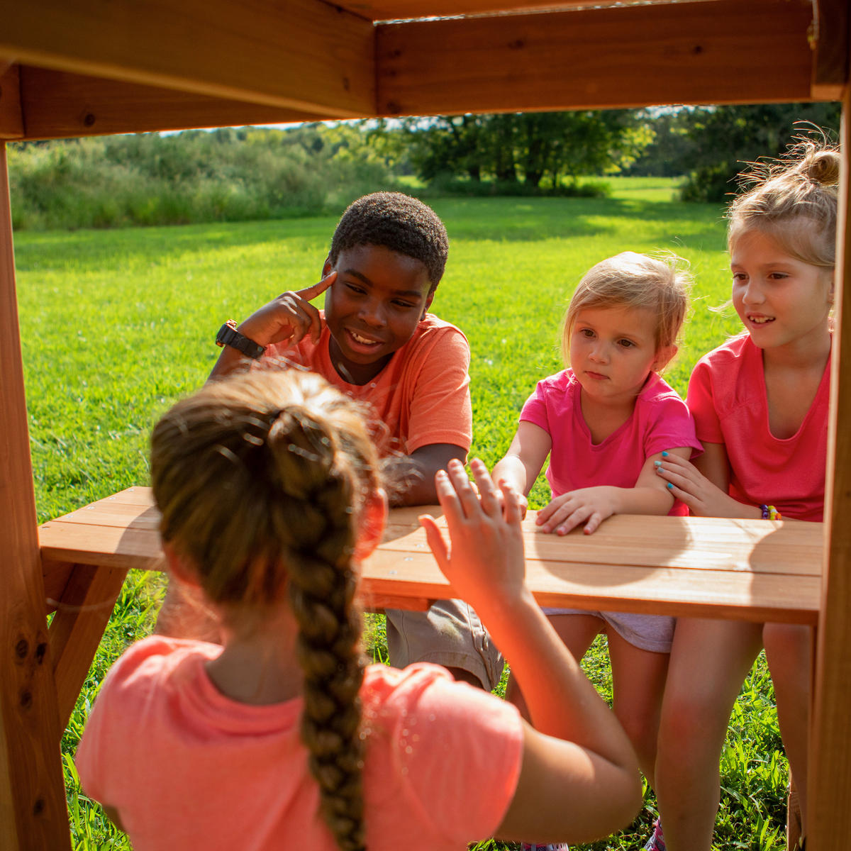 SPIELTURM BACKYARD BELMONT 220/290/540 cm  - Dunkelgrün/Gelb, KONVENTIONELL, Holz (220/290/540cm) - Ambia Garden