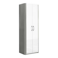 GARDEROBENSCHRANK  in 66/187/37,5 cm  - Chromfarben/Weiß Hochglanz, Design, Holzwerkstoff/Metall (66/187/37,5cm) - Moderano