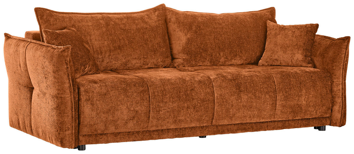 BOXSPRINGSOFA in Chenille Rostfarben  - Rostfarben/Schwarz, MODERN, Kunststoff/Textil (235/95/108cm) - Hom`in