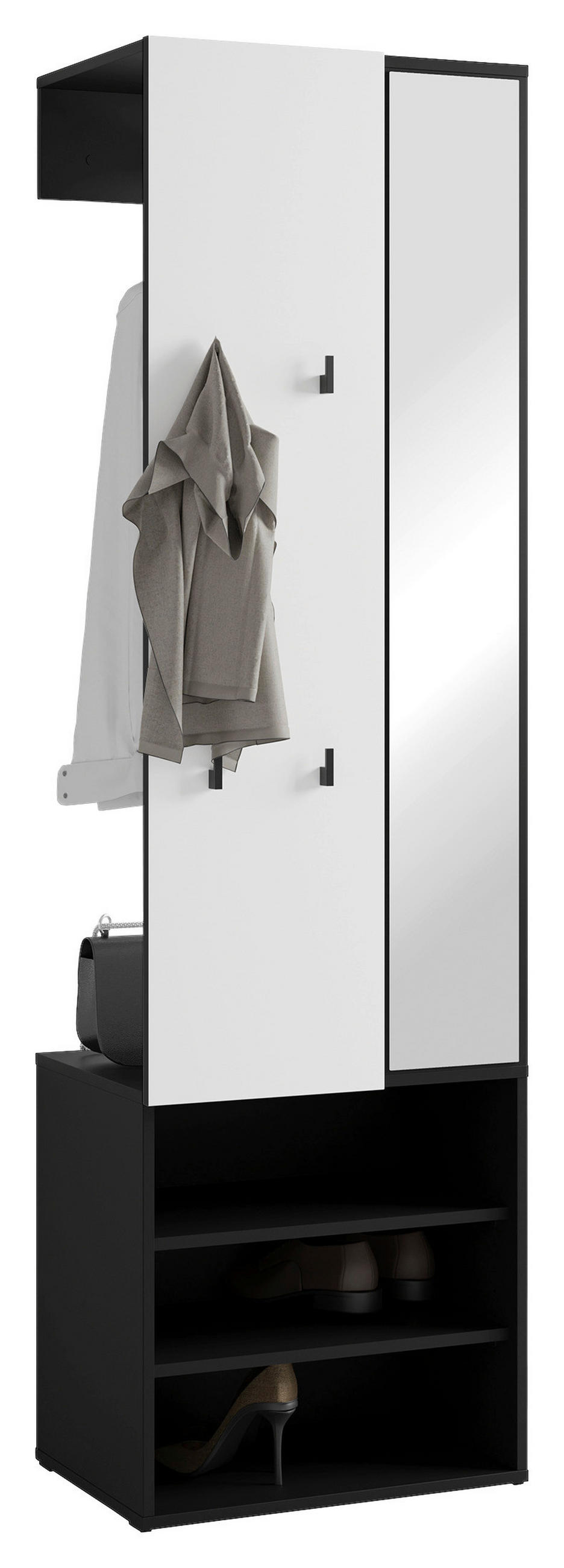 GARDEROBE  in 55/187,5/40,5 cm  - Schwarz/Weiß, Design, Holzwerkstoff (55/187,5/40,5cm) - MID.YOU