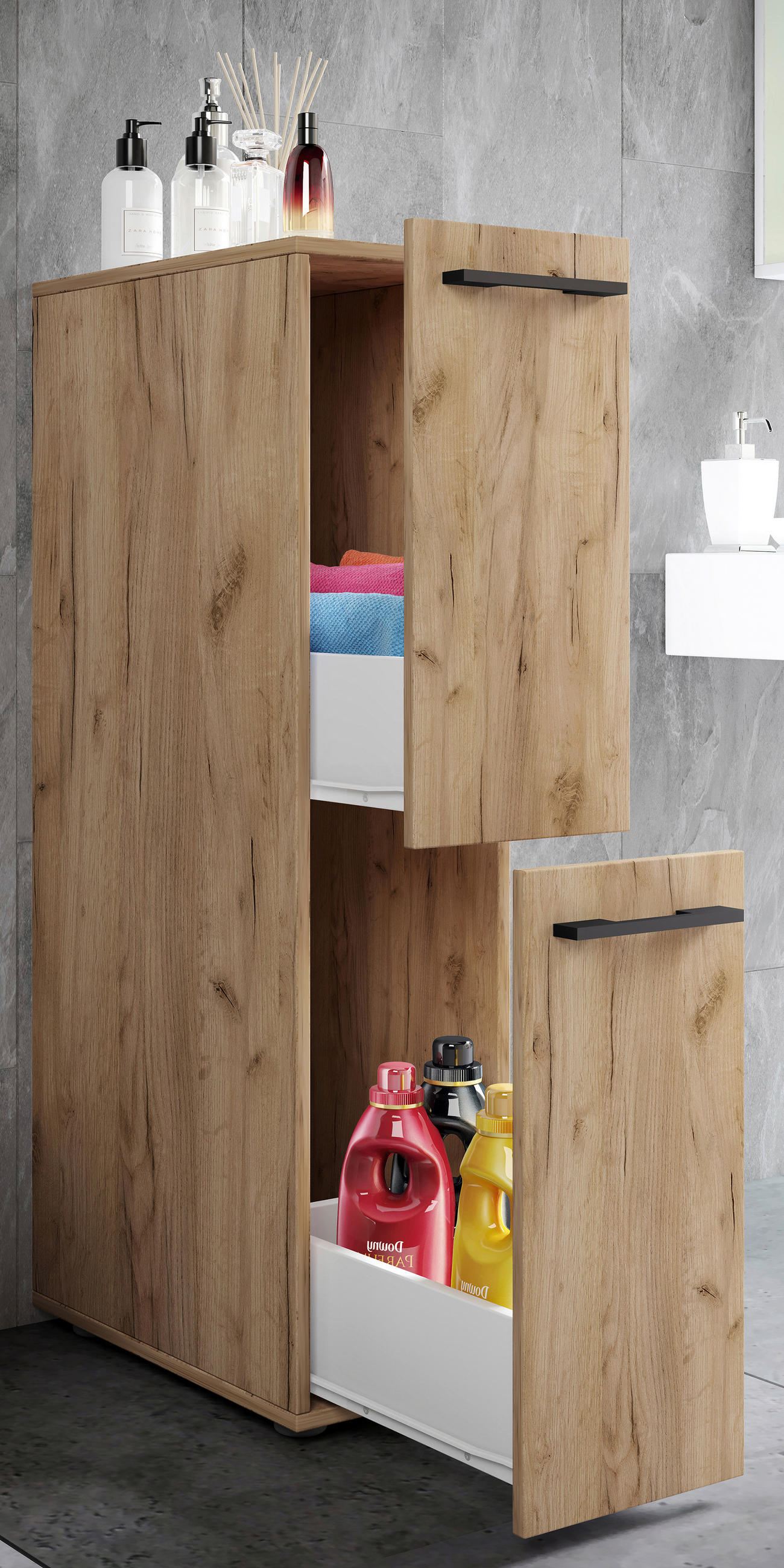 MIDISCHRANK 25/110/50 cm  - Honigeiche/Anthrazit, Modern, Holzwerkstoff/Kunststoff (25/110/50cm) - MID.YOU