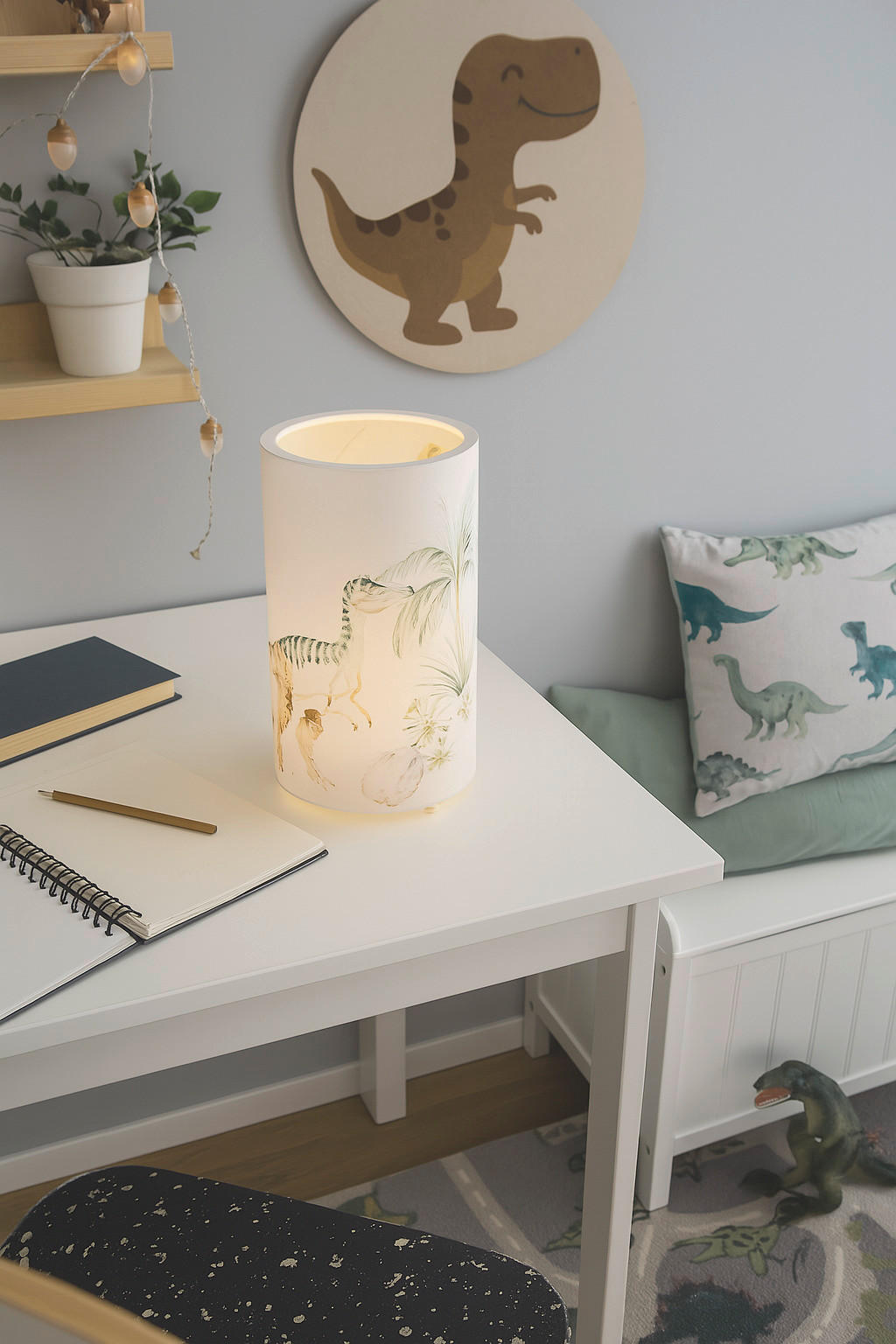 LED-KINDERTISCHLEUCHTE Jurassic 15/15/25 cm   - Weiß, Basics, Holz (15/15/25cm)