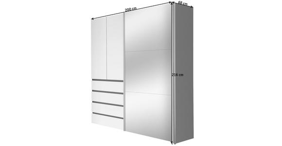 KLEIDERSCHRANK in Graphitfarben, Weiß - Alufarben/Graphitfarben, Design, Glas/Holzwerkstoff (200/216/68cm) - Hom`in