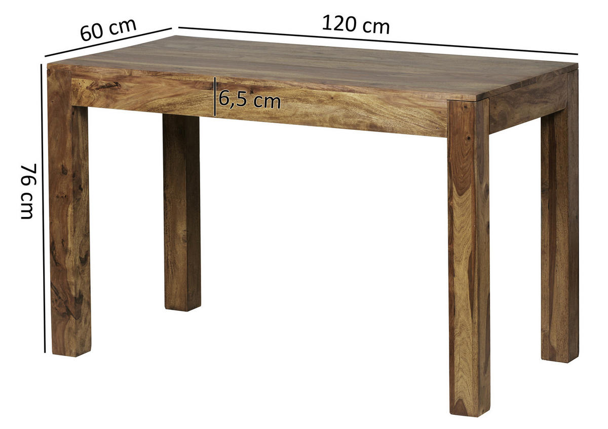 JEDILNA MIZA, masivno indijski rožni les barve indijskega rožnega lesa  - barve indijskega rožnega lesa, Moderno, les (120/76/60cm) - MID.YOU