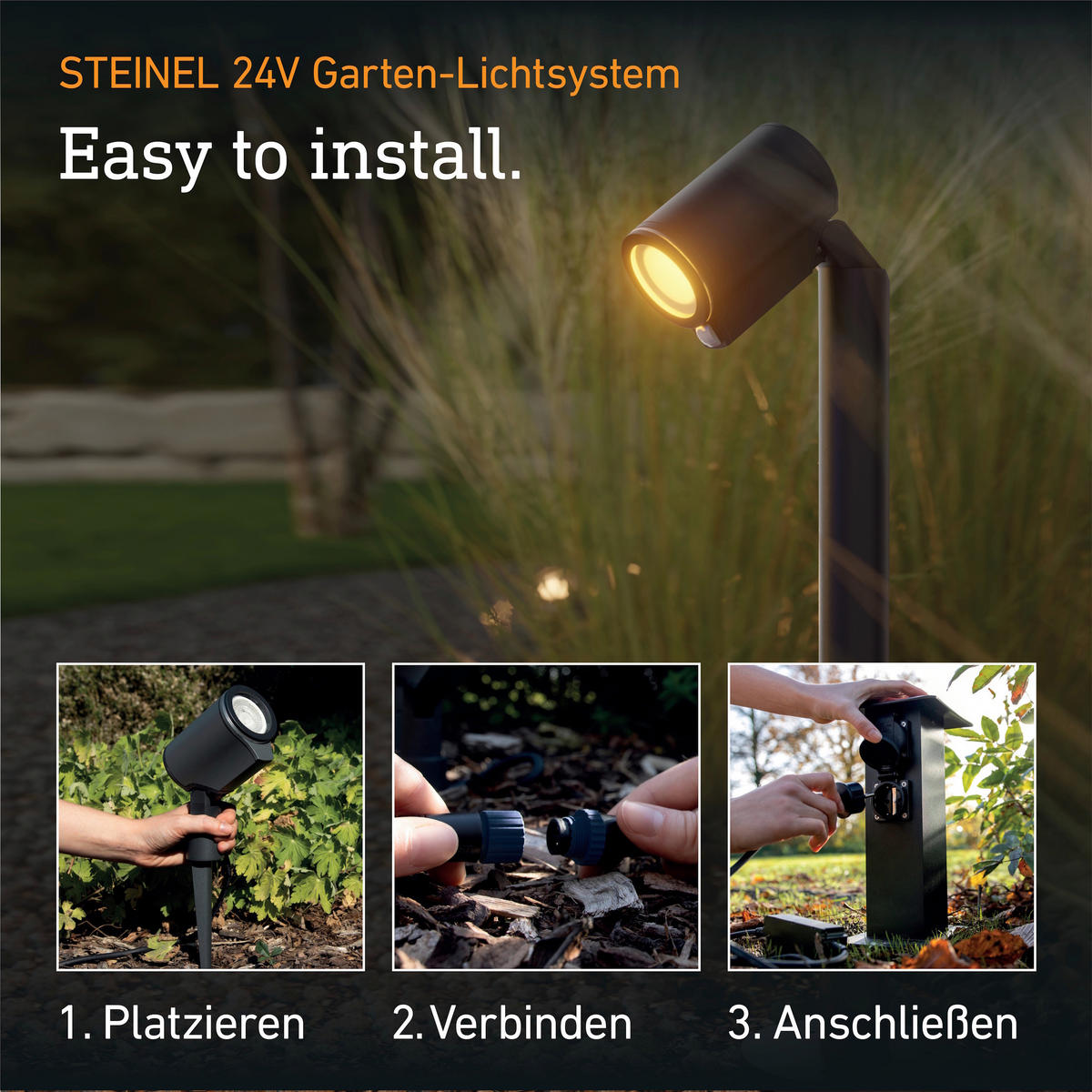 AUSSENLEUCHTE 42V Garten Lichtsystem 22,6/57,2/14 cm  - Anthrazit, Trend, Metall (22,6/57,2/14cm) - Steinel